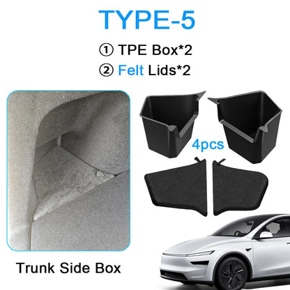 Tesla Model Y Juniper Trunk Organizer with Flocked TPE Side Storage Boxes