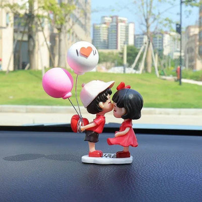 Cute Couple Dashboard Ornaments – Cartoon Kissing Figurines for Car Interior Decoration - Decoration balloons
