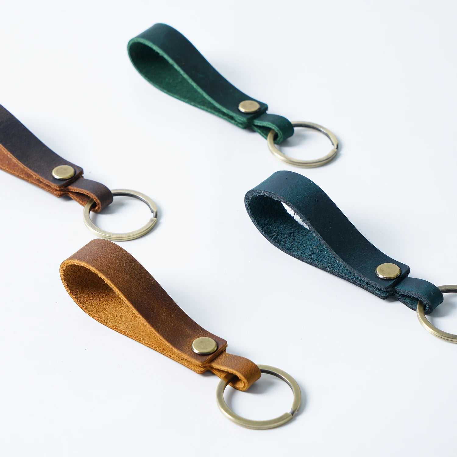 Top Grain Leather Keyring — Minimalist, 7 Colours