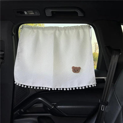 Cartoon Car Window Sunshade Curtain UV Protection Suction Cup Kids