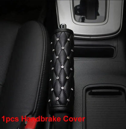 Crystal Diamond Car Seat Belt Cover & Hand Brake Gear Cover Set