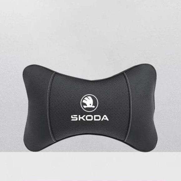 Car Seat Neck Pillow for Skoda – Compatible with Octavia, Superb, Rapid, Kodiaq, Karoq, Fabia, Kamiq & More - Mocha Brown