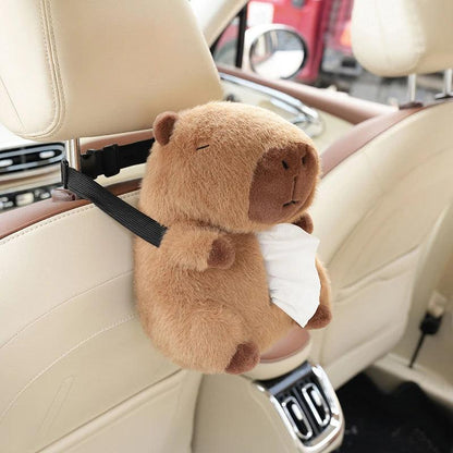 Capybara Plush Hanging Car Tissue Box Holder Backseat Organizer