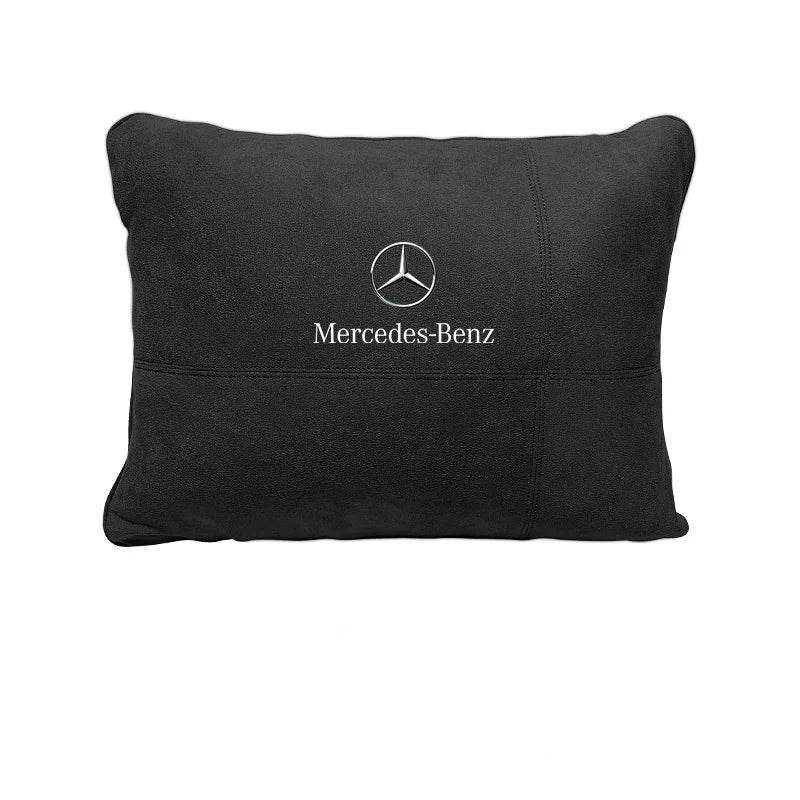 Mercedes Benz Neck Pillow & Lumbar Support Cushion | For A B C E S V R-Class, CLA, GLA, GLB, GLC, GLE, SLK, A45, C43 - Cognac.