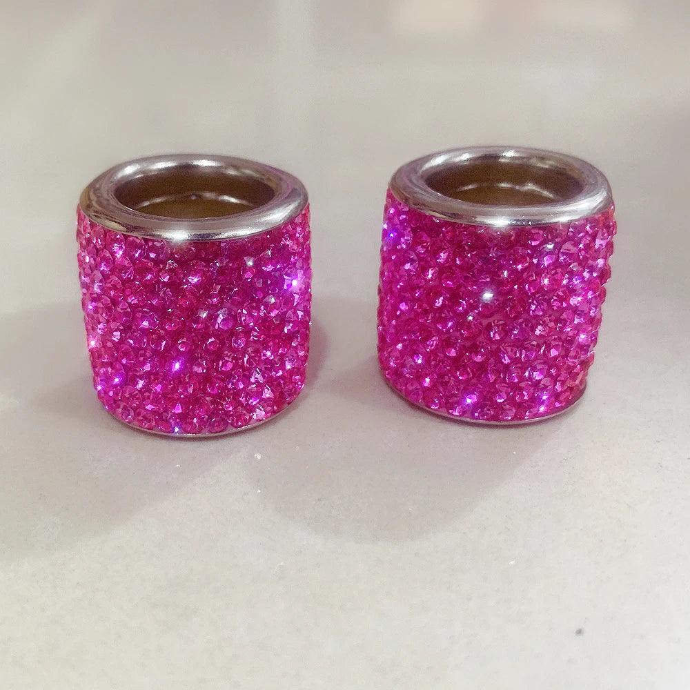 Universal Crystal Rhinestone Car Seat Headrest Ring Collars 2pc Set