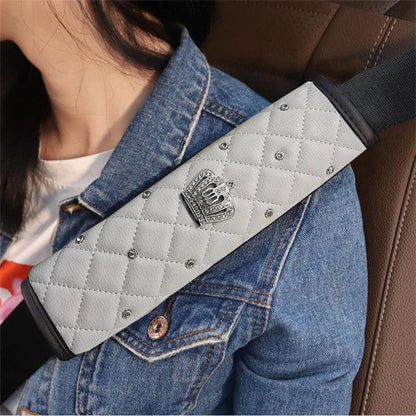 Diamond Crystal Car Seat Belt Pad + Gear Shifter Handbrake Cover Set
