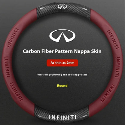 Infiniti Carbon Fiber Leather Steering Wheel Cover - O Carbon Fiber Red