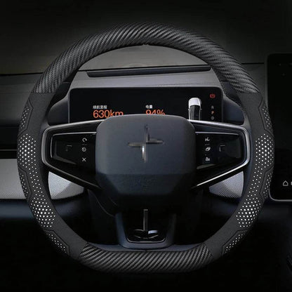 Polestar Carbon Fiber Suede Steering Wheel Cover (2023–2024) - O Leather Red