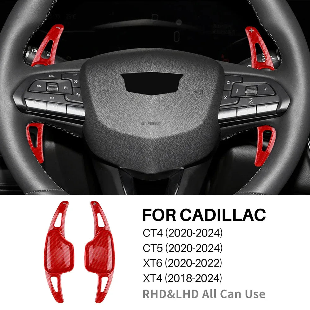 Car Steering Wheel Shift Paddle Shifter For Cadillac CT4 CT5 XT6 XT4 2018 2019 2 - red carbon fiber / ABS / for XT4 18-24