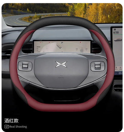 XPeng Double-D Leather Steering Wheel Cover - Red