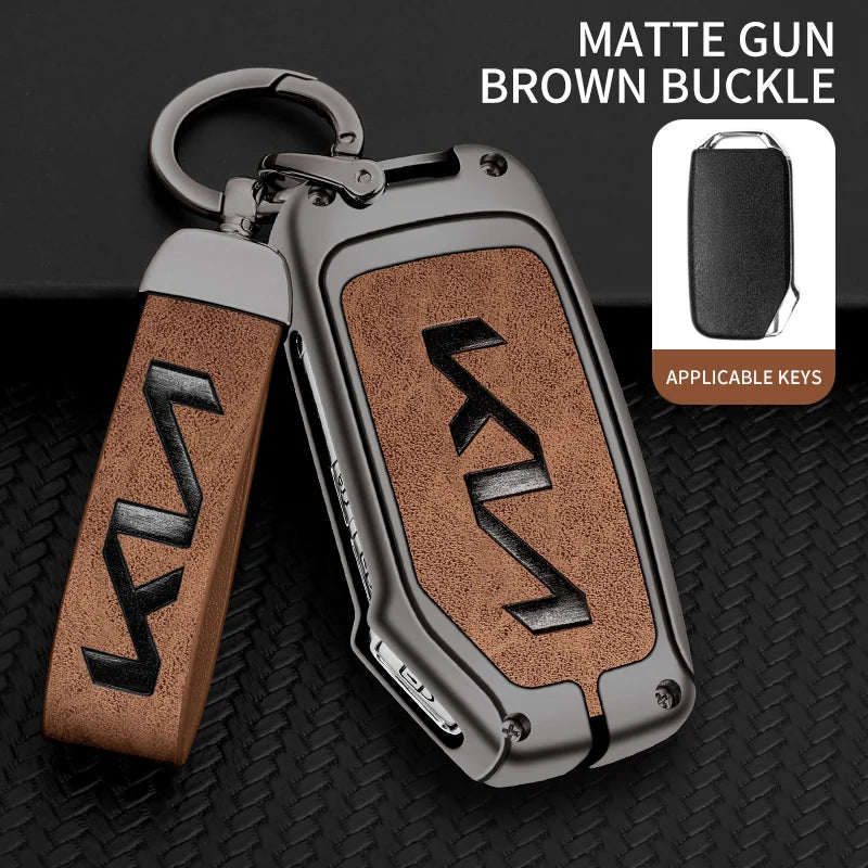 KIA Leather Alloy Remote Key Case Cover