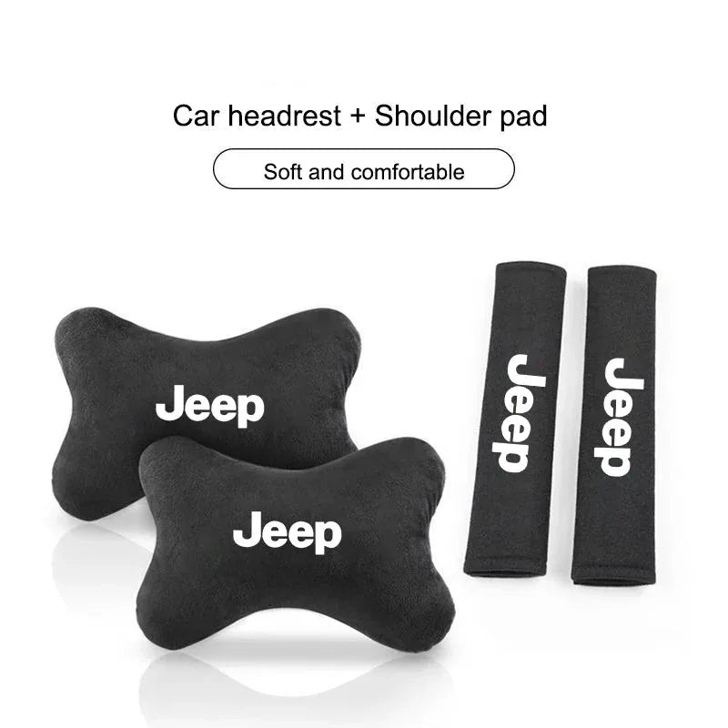 Jeep Neck Pillow & Seat Belt Shoulder Pad - 2Neck Pillow+2Seat Belt Pad
