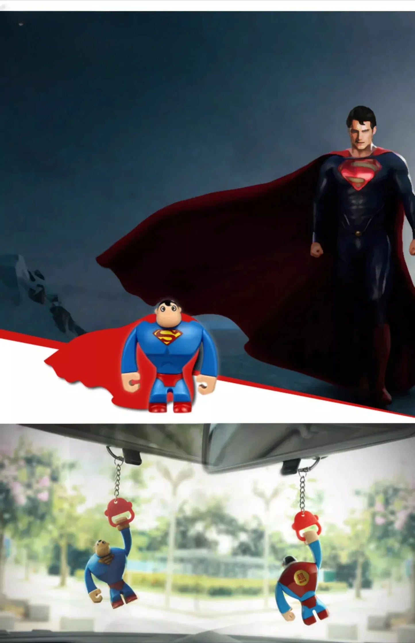 Batman/Superman & Spider-Man Car Rearview Mirror Ornament - superman