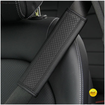 Leather Seat Belt Shoulder Pads – Breathable Safety Covers & Cushion Protection - 1