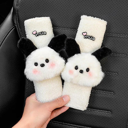 2Pcs Cartoon Dog Wool Car Seat Belt Covers Soft Shoulder Pads