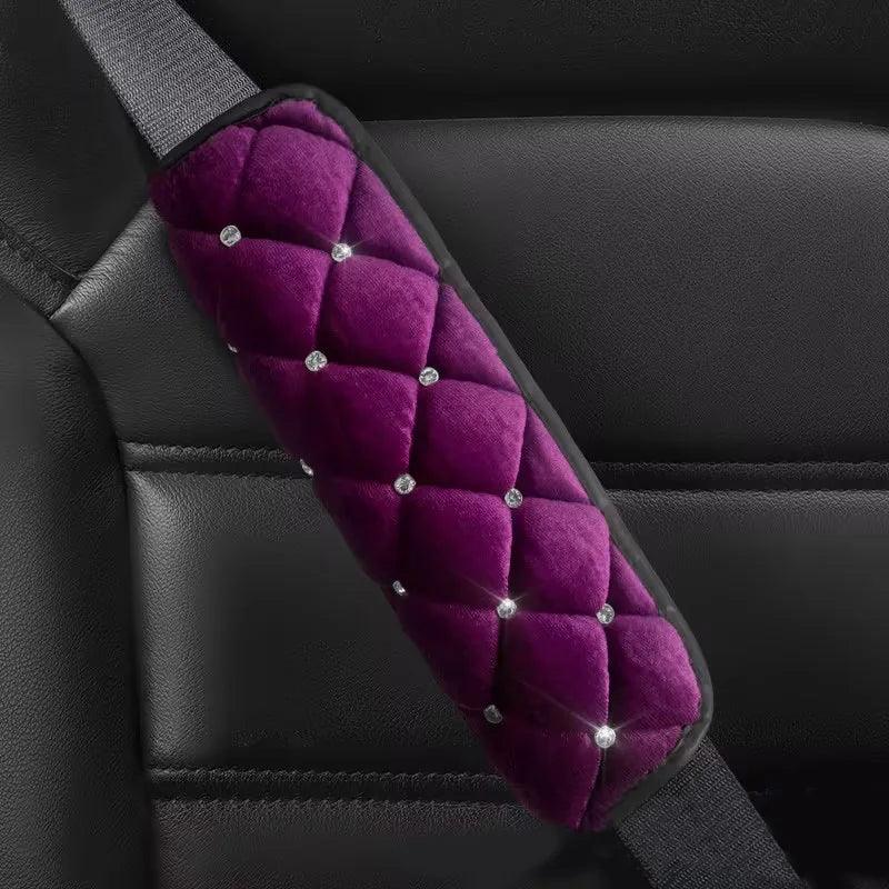 Rhinestone Plush Car Seat Belt Cover Shoulder Pad Diamond Protector