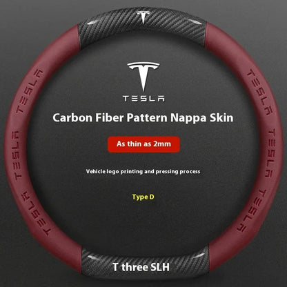 Tesla Carbon Fiber Leather Steering Wheel Cover