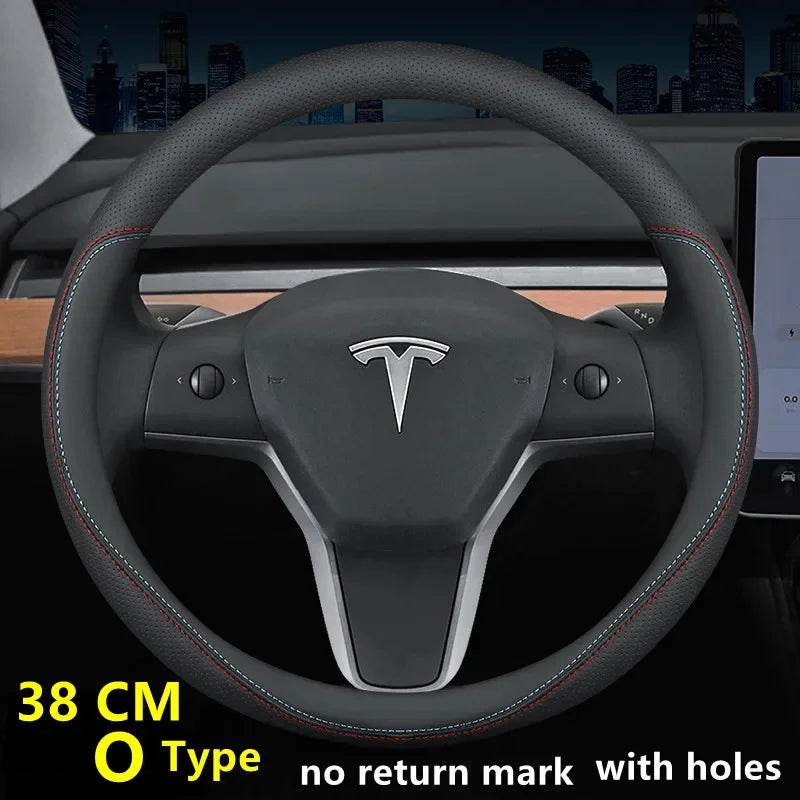 Tesla Premium Leather Steering Wheel Cover – Fit for Model 3/Y/S/X (2019–2025) - 36 D