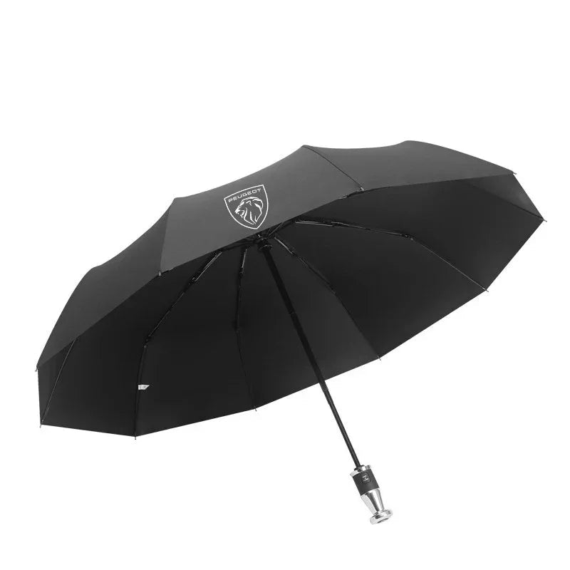 Peugeot 206 207 208 301 307 308 406 408 508 607 2008 3008 4008 5008 RCZ Rifter Car Automatic Folding Windproof Sunshade Umbrella - Black 1
