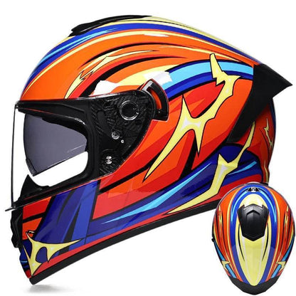 Full Face Motorcycle Racing Helmet – Winter Warm Double Visor Sports Helmet for Motorbike Riders - 1 / S