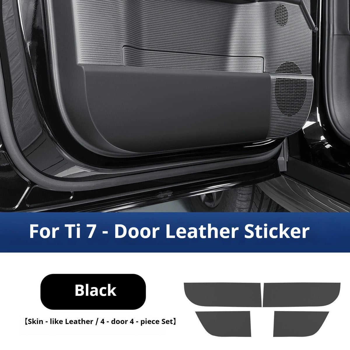 BYD Ti7 Leather Door Anti-Kick Protector Pads - Black 4Pcs