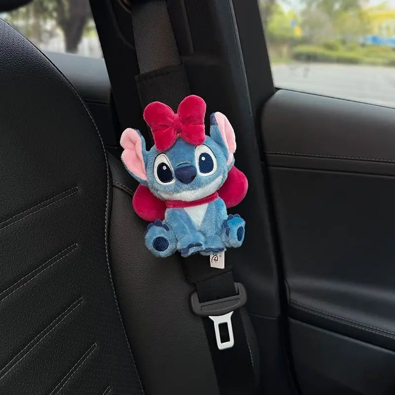 Stitch Car Seat Belt Shoulder Pads with Cute Doll Decoration