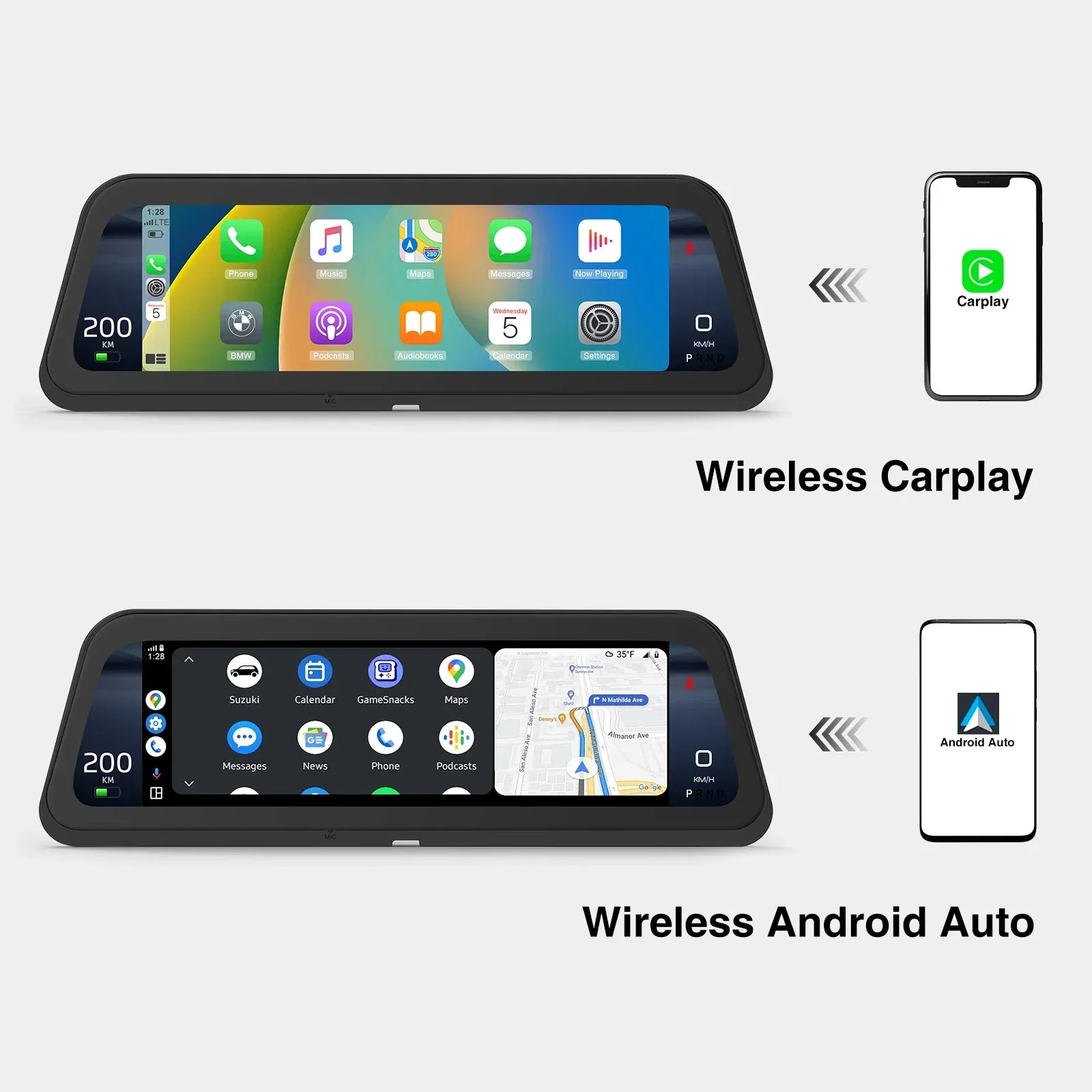 9.6" Tesla HUD Display with CarPlay & Android Auto - 