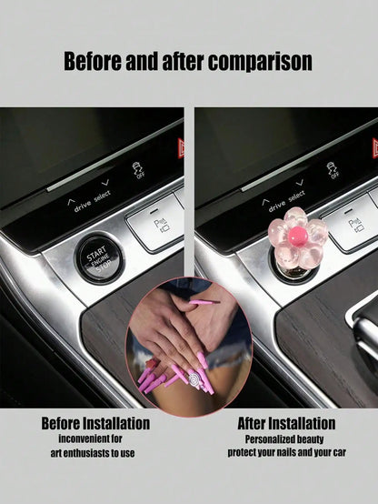 Resin Flower Car Start Button Cover – Cute Interior Decor