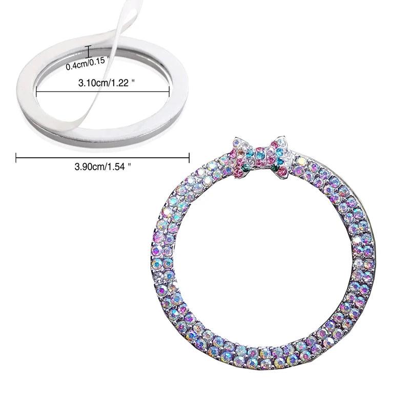 2pcs Rhinestone Car Start Button Covers Diamond Butterfly Stickers