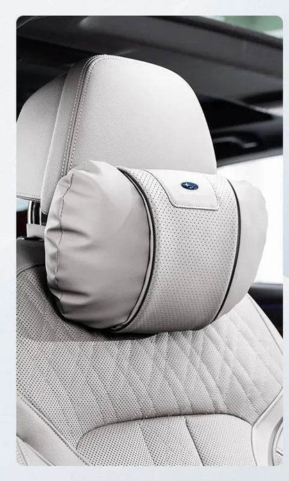 Subaru Leather Car Neck Pillow – Impreza, Legacy, WRX, BRZ, Forester, XV, Outack & Crosstrbek - headrest 1pc white