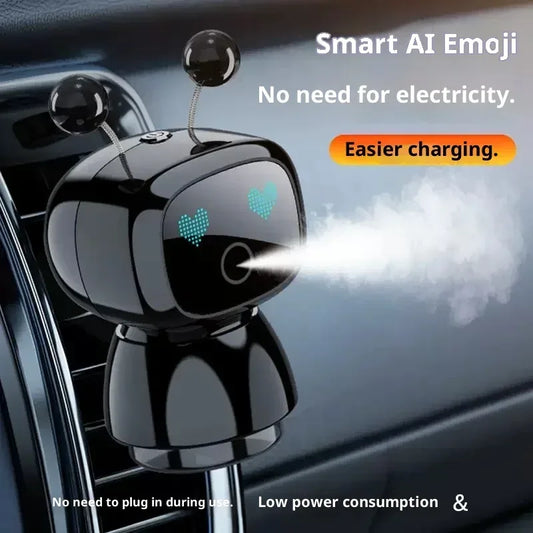 Creative Car Smart Aromatherapy Diffuser - Robot-shaped Aromatherapy Ornament, Air Freshener with Long-lasting Light Fragrance - Gray
