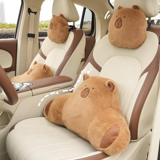 Capybara Car Neck Pillow - Cartoon Headrest Support Cushion Interior