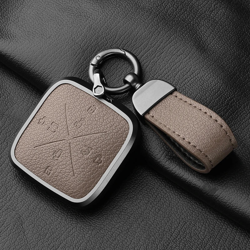 8 Button Aluminum Goatskin Key Case Cover for Zeekr X 001 009