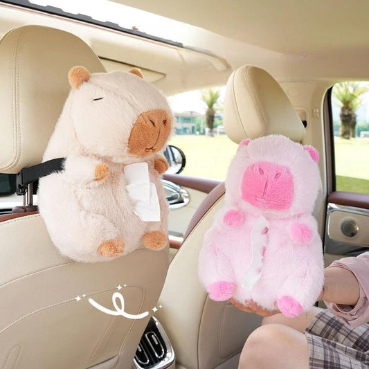 Capybara Plush Hanging Car Tissue Box Holder Backseat Organizer