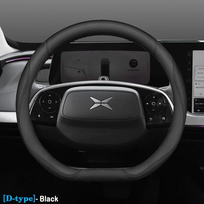 XPeng Ultra-Thin Leather Steering Wheel Cover - D Shape / Black