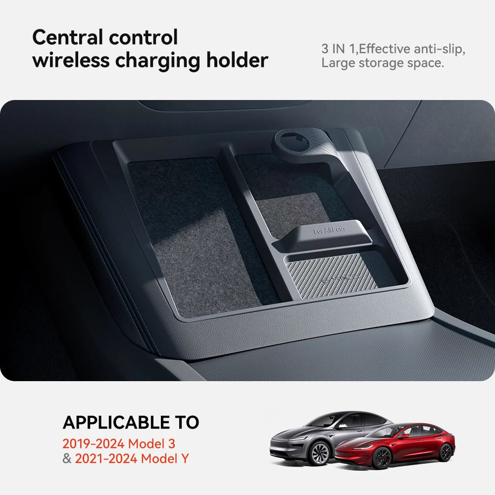 Tesla Model 3 Y Highland Juniper Wireless Charging Tray Non-Slip Frame for Phones Watches Headphones