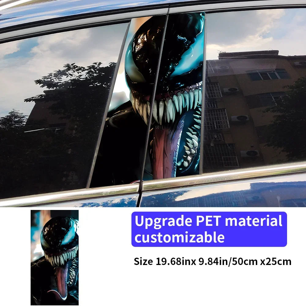 Venom Car Stickers – B-Pillar Center Column Vinyl Decals, Waterproof & Scratch-Proof - 1
