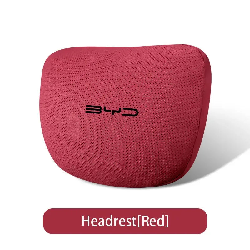 BYD Song Han Tang Qin EV DM Car Headrest & Lumbar Support Pillow - Headrest Red