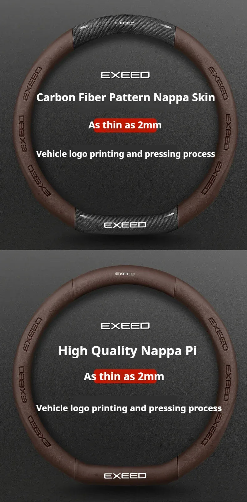 Chery Exeed Carbon Fiber Leather Suede Steering Wheel Cover - D Black-Carbon Fiber