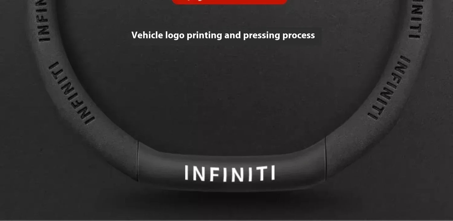 Infiniti Carbon Fiber Leather Steering Wheel Cover - O Leather Red