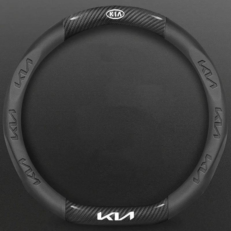 Kia Carbon Fibre Steering Wheel Cover - D Shape / Black