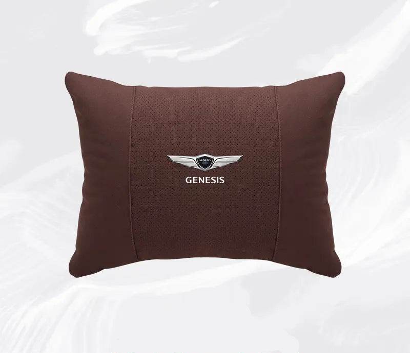 Suede Car Neck Pillow & Lumbar Support for Genesis G80, GV70, GV80, G90 & More - headrest 1pc white