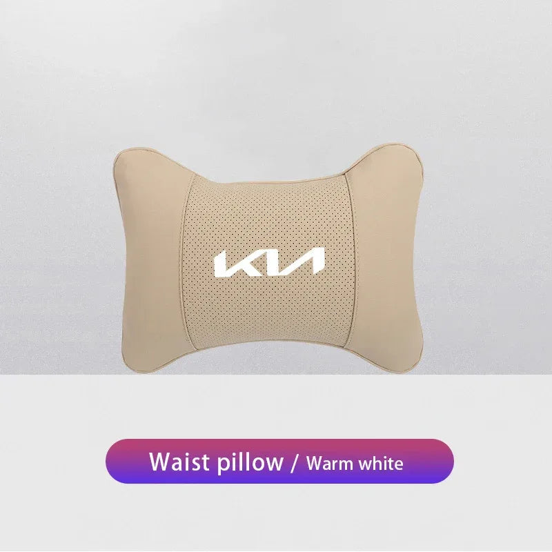 KIA Car Headrest & Lumber Support Pillow - Beige Lumber Support Pillow