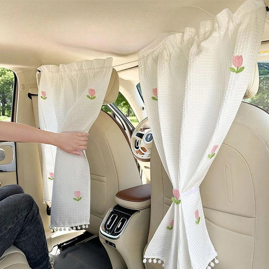 Universal Car Privacy Curtains - Rear Seat Divider Blackout Shades