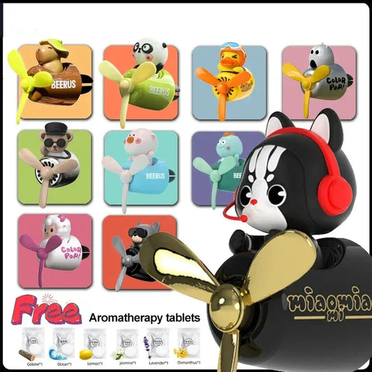 AutoPro DIY Perfume Pilot Bear Vent Clip Car Air Freshener Diffuser - Shaking-head Blue