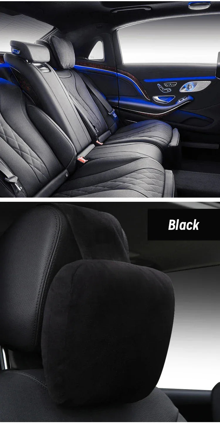 Maybach S-Class Breathable Soft Neck Headrest & Lumbar Support Pillow - Headrest Black