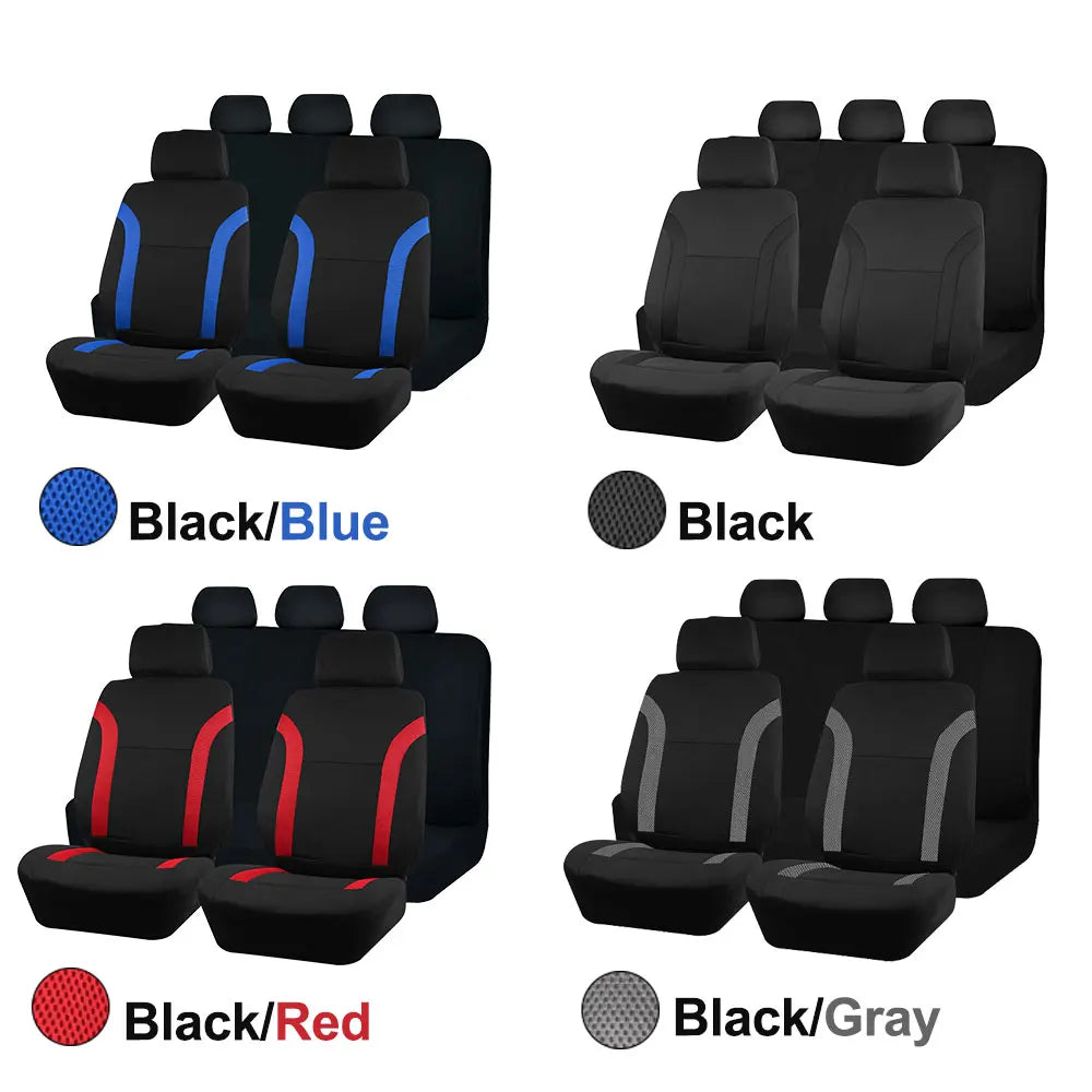 Car Seat Covers – Universal Breathable Air Mesh & Polyester Fabric - Black 2 front seat