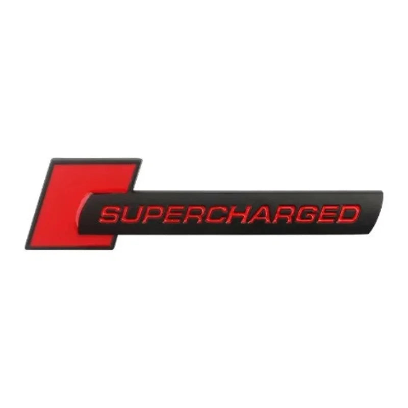 Supercharged 3D Car Badge - Black red