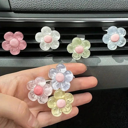 6pcs Flower Aromatherapy Car Air Vent Clips - Colorful Auto Fresheners