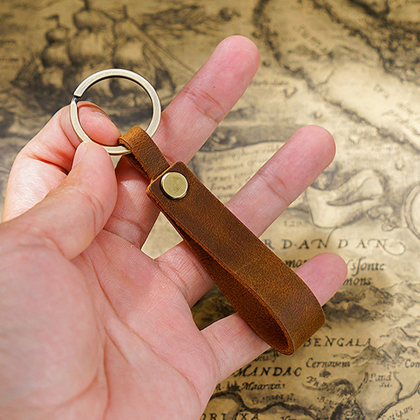 Top Grain Leather Keyring — Minimalist, 7 Colours